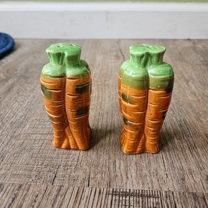 Vintage Carrot Salt and Pepper Ceramic Shakers 3.5 inch
